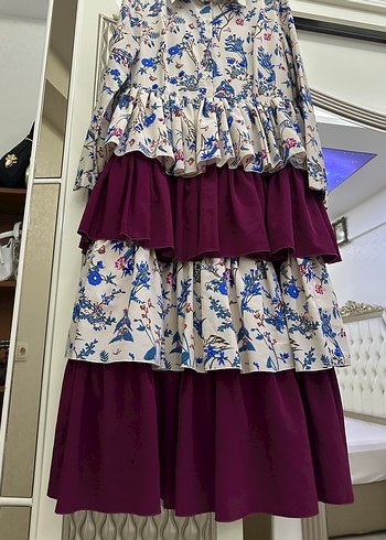 Çiçek Desenli Uzun Bohem Elbise - Görsel 2