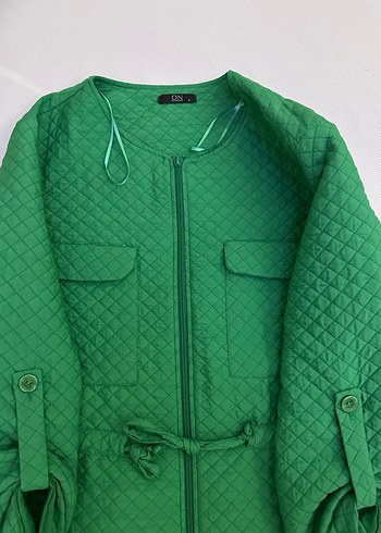 Yeşil Fermuarlı Kadın Ceket - Görsel 3
