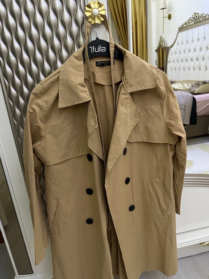 Bej Midi Boy Kadın Trençkot - Görsel 2