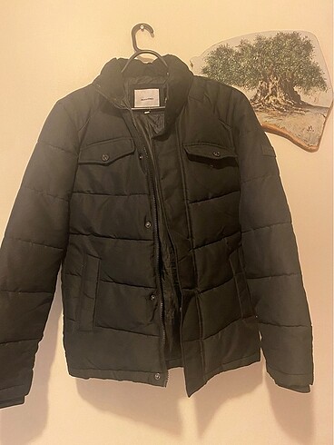 Jack Jones S beden su geçirmez siyah sağlam palto