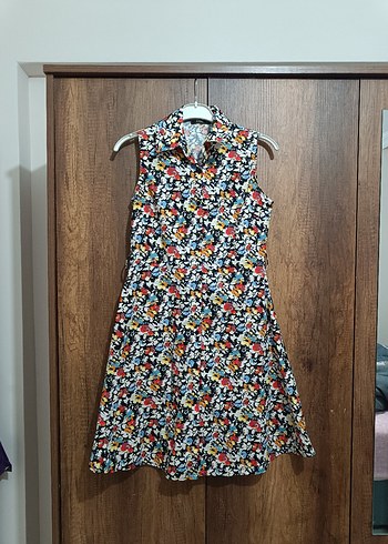 Çiçek Desenli Bohem Uzun Kolsuz Elbise - Görsel 4