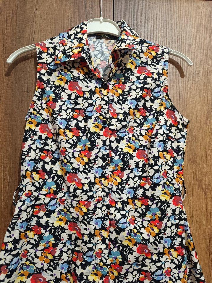 Çiçek Desenli Bohem Uzun Kolsuz Elbise - Görsel 2