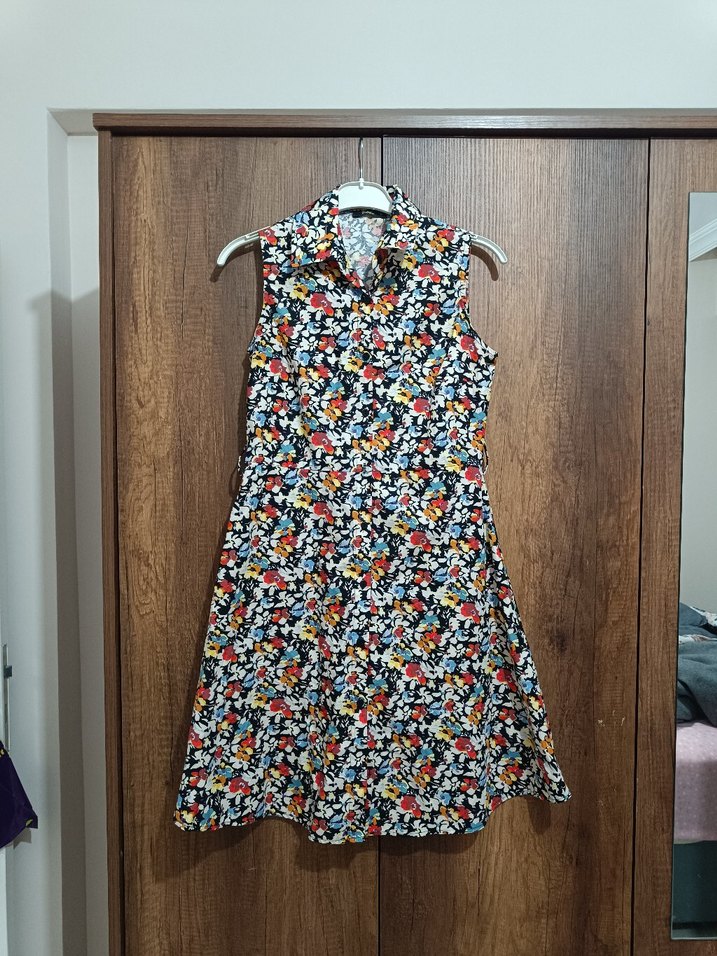 Çiçek Desenli Bohem Uzun Kolsuz Elbise - Görsel 4