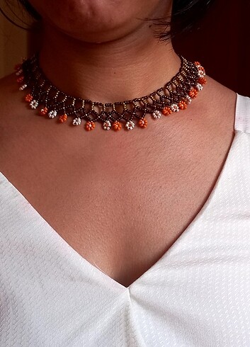 Otantik boncuk kolye - Görsel 4