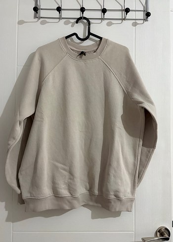 Defacto Bej Bisiklet Yaka Rahat Sweatshirt