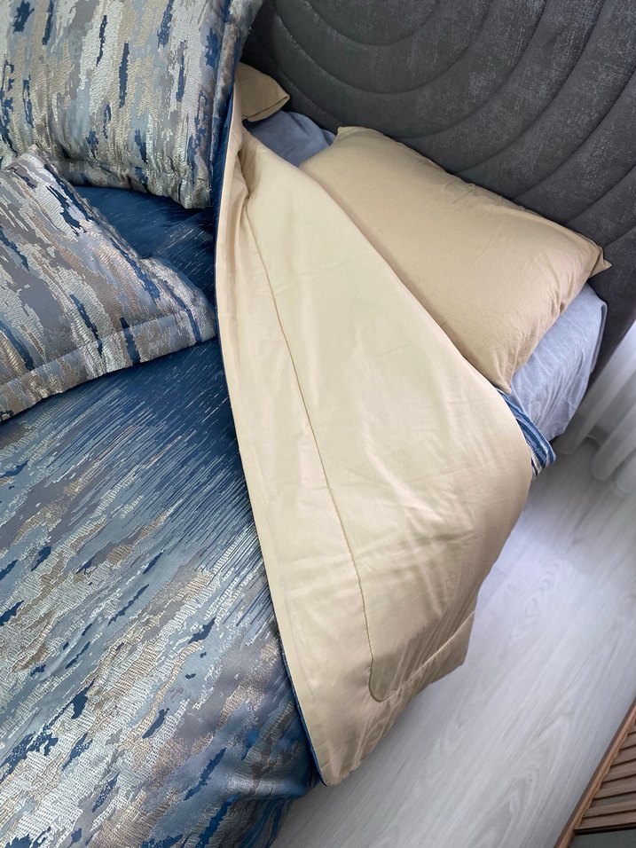 Mavi Gri Batik Desenli Yatak Örtüsü - Görsel 2