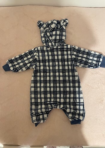 Kareli Örgü Bebek Kışlık Tulum mavi - Görsel 4