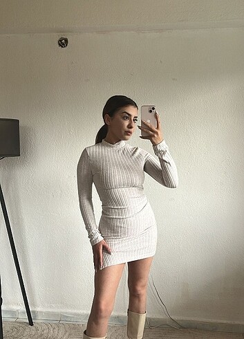 Kaskorse Yırtmaçlı Mini Elbise 