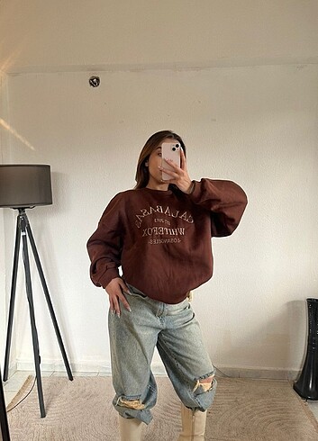diğer Beden kahverengi Renk 3 iplik sardonlu Sweatshirt