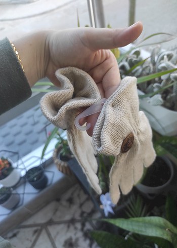 Bej Örgü Kadın Eldiveni - Görsel 3