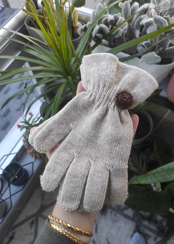 Bej Örgü Kadın Eldiveni - Görsel 2