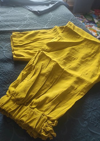 yağ yeşili Bol Kesim  Pantolon - Görsel 4