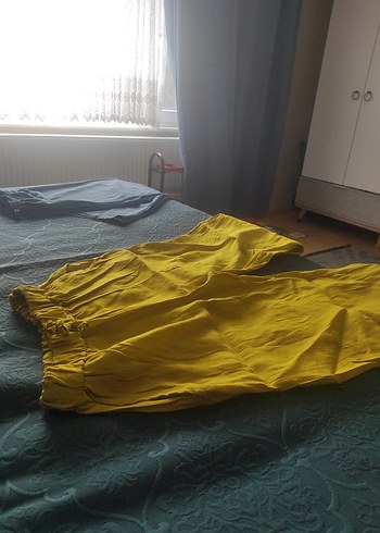 yağ yeşili Bol Kesim  Pantolon - Görsel 3