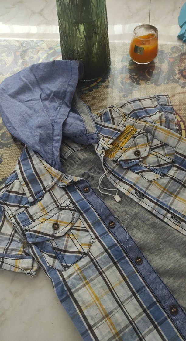 Erkek Çocuk Gri Kısa Kollu Denim Gömlek - Görsel 3