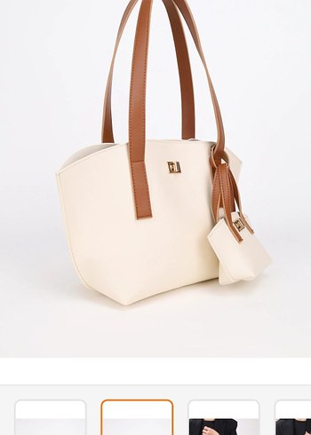 Bej Deri Kadın Çanta Seti - Görsel 6