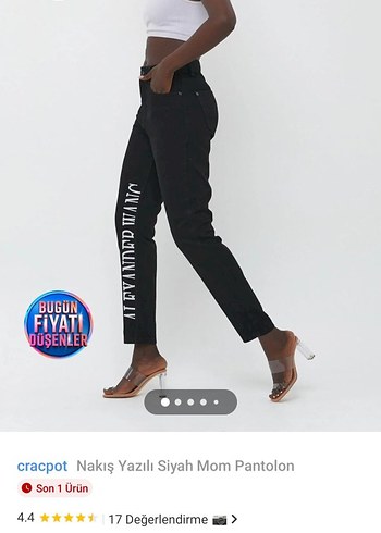 Siyah Baskılı Regular Fit Kadın Denim Pantolon - Görsel 8