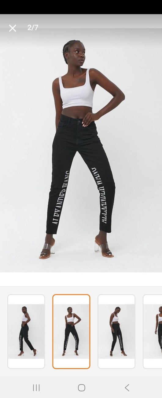 Siyah Baskılı Regular Fit Kadın Denim Pantolon - Görsel 2