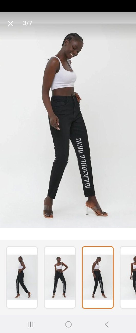 Siyah Baskılı Regular Fit Kadın Denim Pantolon - Görsel 3