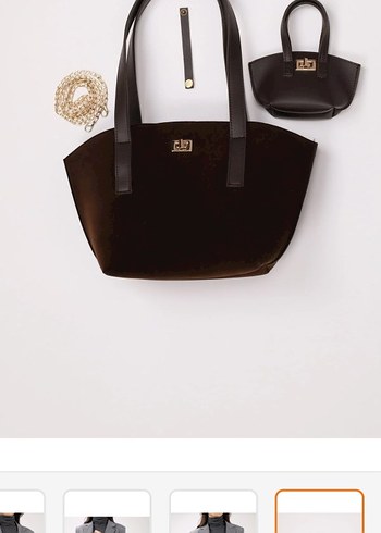 Kahverengi Süet Kadın Çanta 2'li - Görsel 7