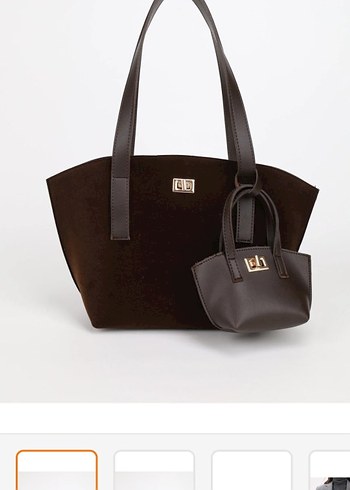 Kahverengi Süet Kadın Çanta 2'li - Görsel 6