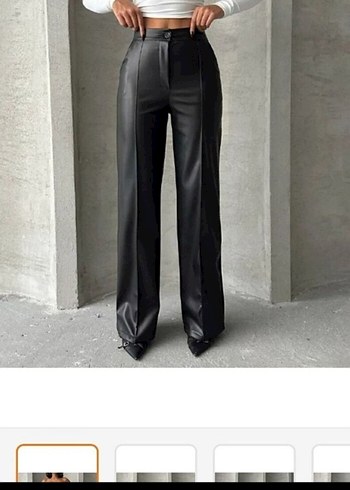 Siyah Deri Kadın Pantolon - Görsel 2