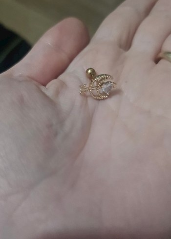 Çelik Zirkon Taşlı Helix Piercing Kıkırdak Küpesi. - Görsel 6