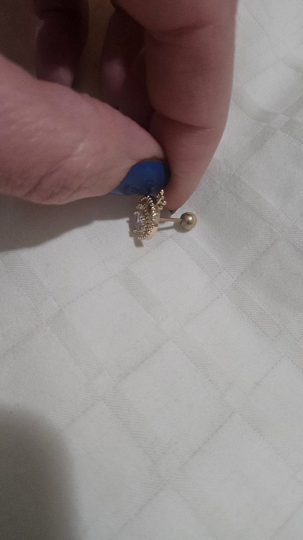 Çelik Zirkon Taşlı Helix Piercing Kıkırdak Küpesi. - Görsel 5