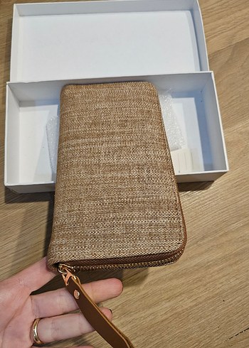 Bej Deri Fermuarlı Kadın El Çantası - Görsel 8