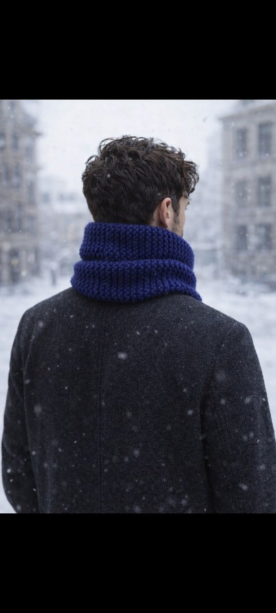 Erkek Gri Midi Boy Basic Örgü Atkı - Görsel 2