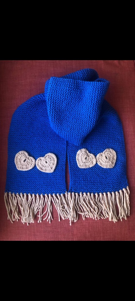 Örgü Mavi Kadın Atkı - Görsel 2