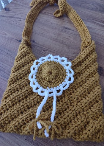 Sarı Örgü Dantel Detaylı Bohem Çanta - Görsel 2