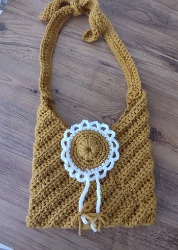Sarı Örgü Dantel Detaylı Bohem Çanta - Görsel 4