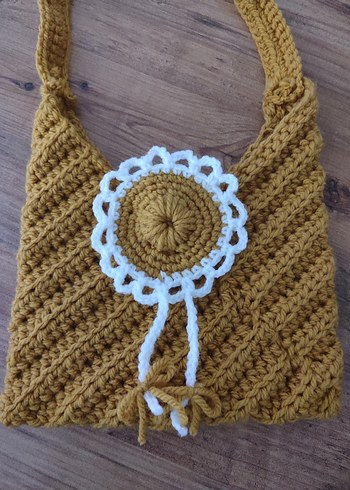 Sarı Örgü Dantel Detaylı Bohem Çanta - Görsel 3