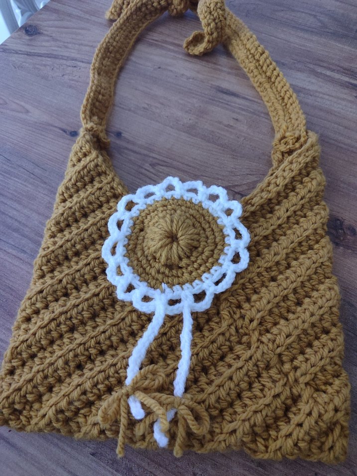 Sarı Örgü Dantel Detaylı Bohem Çanta - Görsel 2