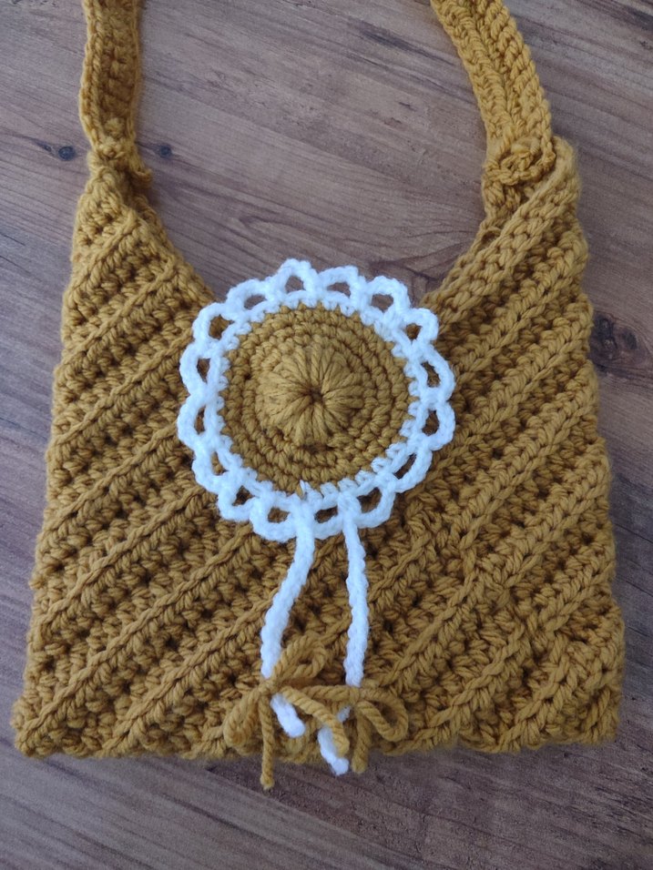 Sarı Örgü Dantel Detaylı Bohem Çanta - Görsel 3