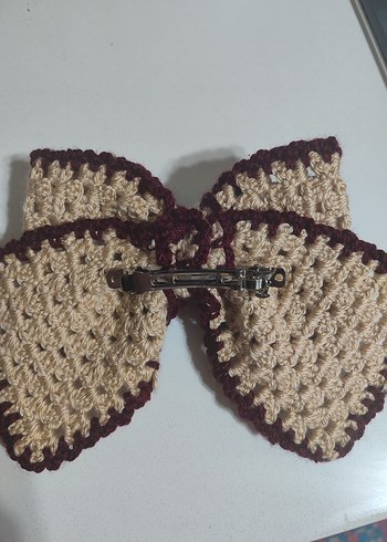 Bordo Örgü Fiyonk Saç Aksesuarı - Görsel 4