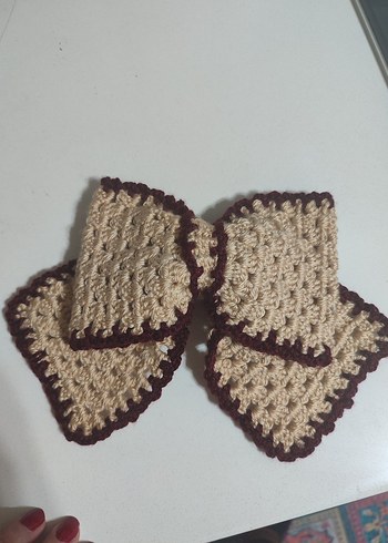 Bordo Örgü Fiyonk Saç Aksesuarı - Görsel 2