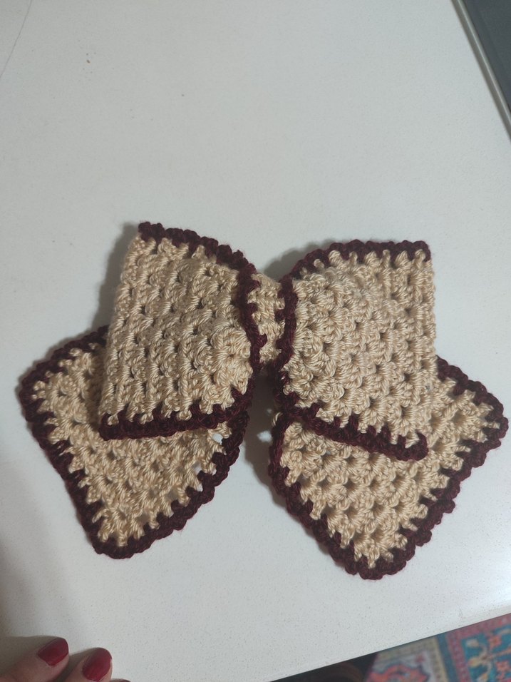 Bordo Örgü Fiyonk Saç Aksesuarı - Görsel 2