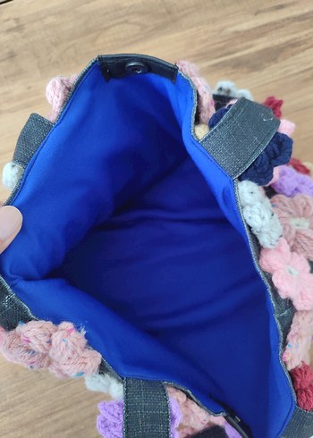 Çiçek Desenli Örgü Kadın Çanta - Görsel 5