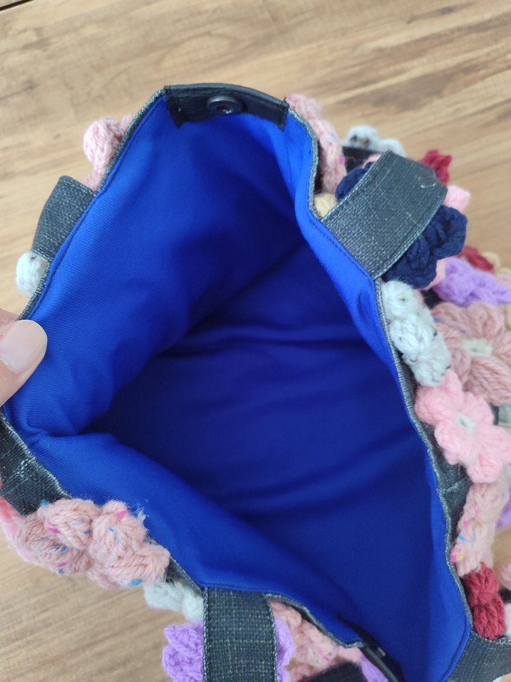 Çiçek Desenli Örgü Kadın Çanta - Görsel 5