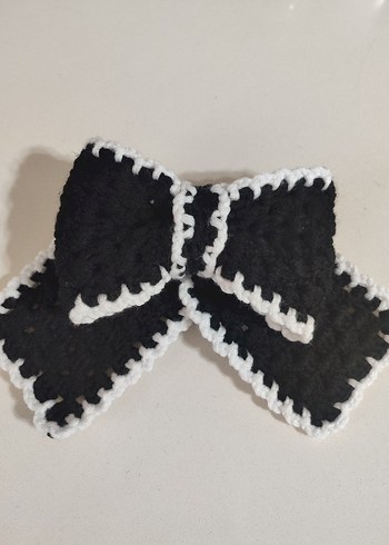 Siyah Örgü Büyük Fiyonklu Gotik Saç Aksesuarı - Görsel 3