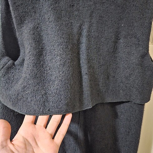 Zara siyah yün uzun yelek - Görsel 5