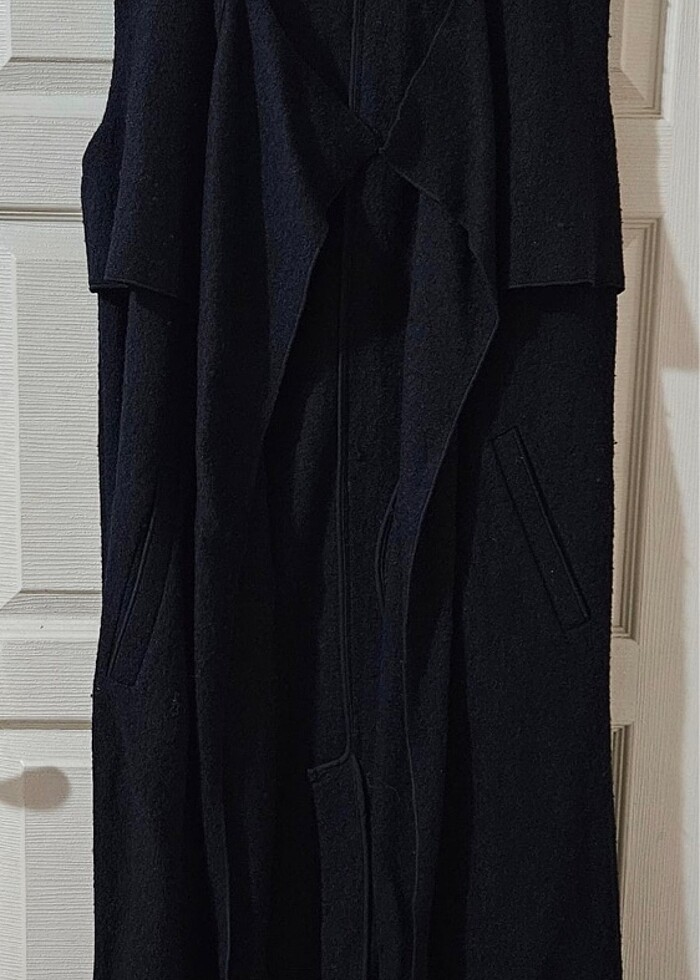 Zara siyah yün uzun yelek - Görsel 1