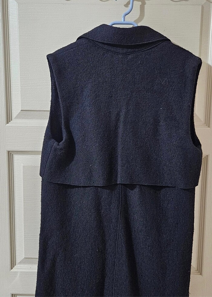 Zara siyah yün uzun yelek - Görsel 3