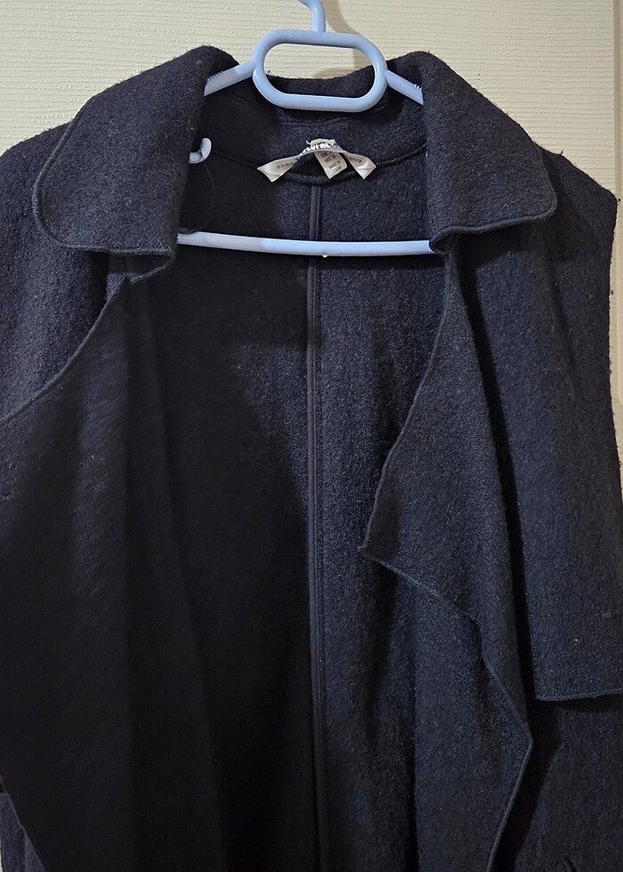 Zara siyah yün uzun yelek - Görsel 2