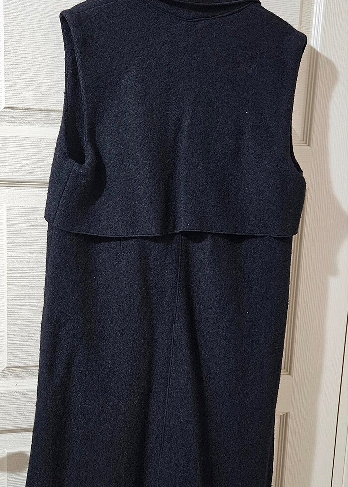Zara siyah yün uzun yelek - Görsel 4