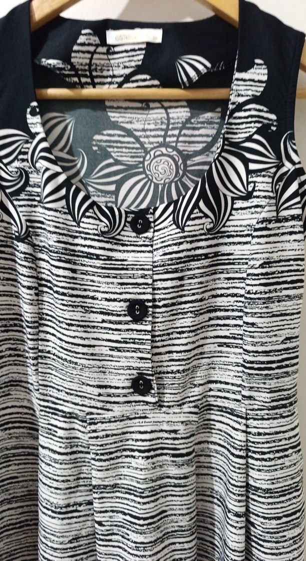 Düğmeli siyah Uzun Bohem Elbise - Görsel 2