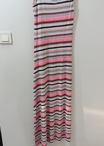 Çizgili Uzun Bohem Elbise - Görsel 3