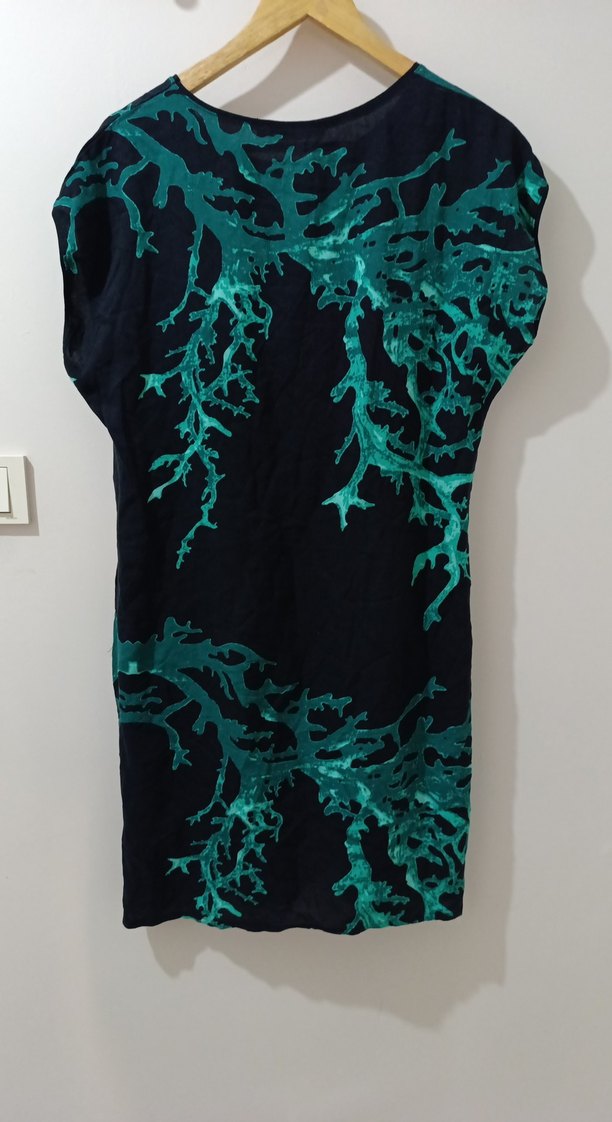 Turkuaz Desenli  Midi Elbise - Görsel 3