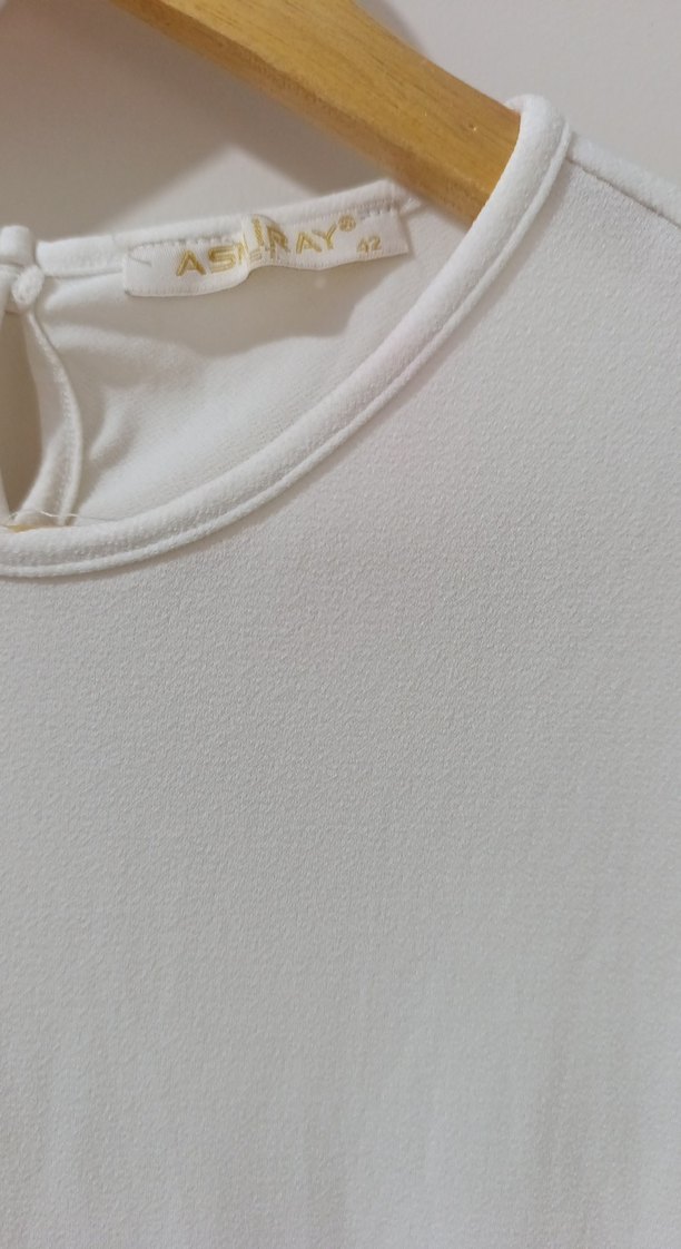 Beyaz Kolsuz Midi Tunik - Görsel 2